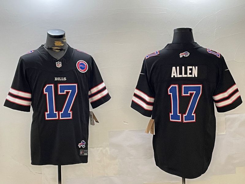 Men Buffalo Bills #17 Allen Black Throwback Three generation 2024 Nike Limited NFL Jersey style 3